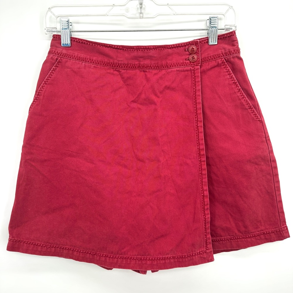 Vintage White Stag Berry Red Cotton Wrap Skort Size 6 Womens 90s Retro Summer